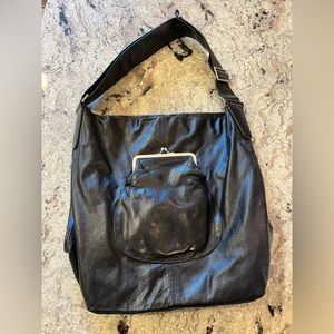 “Blue Stem” Leather Black Purse/Bag